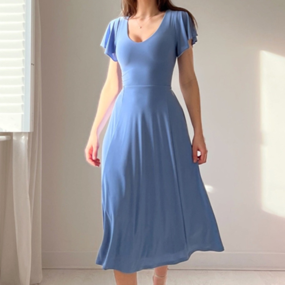 AYM Studio Ava Reversible Midi Dress, Dusty Blue, Size M